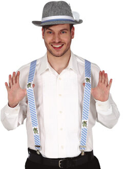 Verkleed bretels voor volwassenen - blauw/wit - Oktoberfest - verkleed accessoires - carnaval - bier