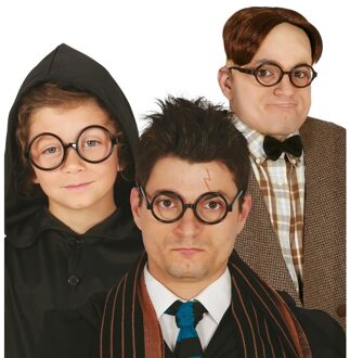 Verkleed bril nerd/tovenaar Harry - zwart - rond