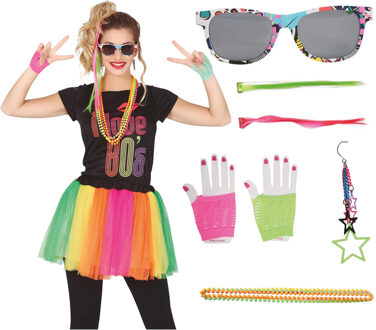 Verkleed Carnaval set - voor dames - 8-delig - fouten party/jaren 80