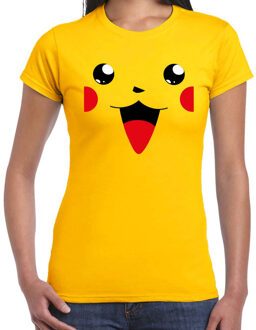 Verkleed / carnaval t-shirt geel cartoon knaagdiertje voor dames - Verkleed / kostuum shirts S