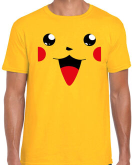 Verkleed / carnaval t-shirt geel cartoon knaagdiertje voor heren - Verkleed / kostuum shirts S