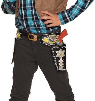 Verkleed cowboy holster voor 2x revolvers/pistolen voor volwassenen - Verkleedattributen Bruin