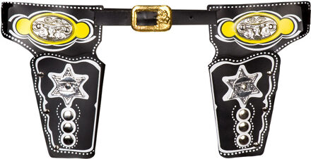 Verkleed cowboy holster voor 2x revolvers/pistolen voor volwassenen - Verkleedattributen Bruin