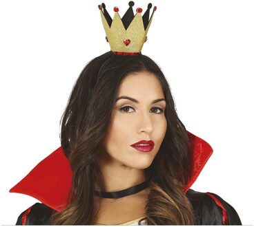 Verkleed diadeem kroon - goud - mini hoedje - meisjes/dames - boze koningin/prinses