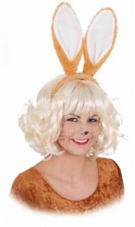 Verkleed diadeem met konijnen/Hazen oren - paashaas - bruin - bunny haarband