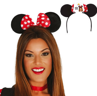 Verkleed diadeem muis/muizen oren/oortjes met strik - 2x - meisjes/dames - Carnaval