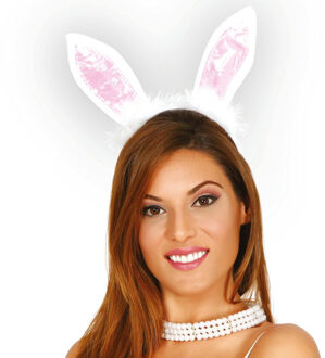 Verkleed diadeem paashaas/bunny oren - wit - meisjes/dames - Carnaval