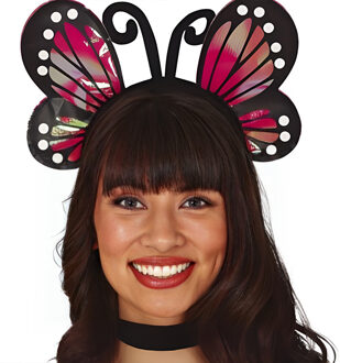 Verkleed diadeem vlinder vleugels - roze - meisjes/dames - Carnaval