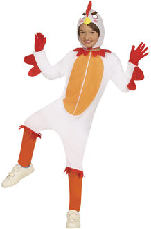 Verkleed dierenpak kip - wit - 2-delig - Carnaval kostuum - voor kinderen 5-6 jaar (110-116)