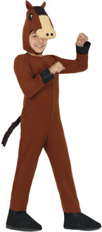 Verkleed dierenpak paard/pony - bruin - 2-delig - Carnaval kostuum - voor kinderen 5-6 jaar (110-116)