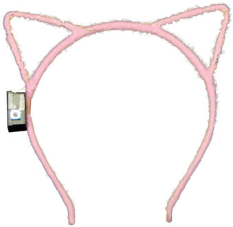 Verkleed/feest diadeem katten/poezen oren/oortjes - roze - meisjes - LED licht - carnaval