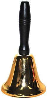 Verkleed/feest kerstmannen bel zwart/goud 20 cm - Verkleedattributen Multikleur