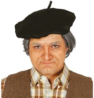 Verkleed Franse baret/pet - zwart - volwassenen - verkleedkleding hoeden