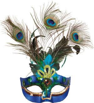 Verkleed gezichtsmasker Venetiaans - pauw - dames - Carnaval/gemaskerd bal Blauw