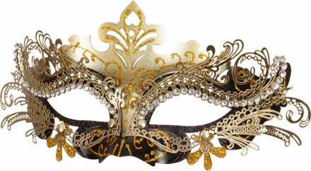 Verkleed gezichtsmasker Venetiaans - zwart/goud - dames - Carnaval/gemaskerd bal