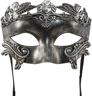 Verkleed gezichtsmasker Venitiaans - horror/Halloween thema - zilver - Carnaval/gemaskerd bal