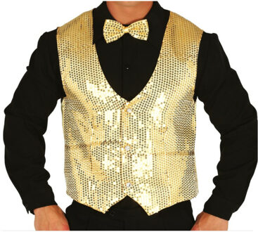 Verkleed gilet met pailletten - goud - voor heren M