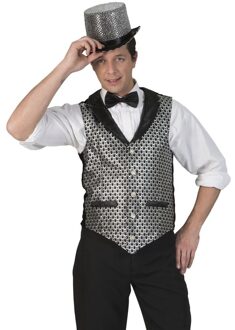 Verkleed gilet - zilver/zwart - heren - Carnaval verkleed accessoire - volwassenen