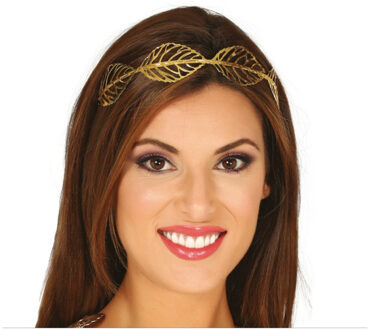 Verkleed haarband lauwerkrans - dames - goud - Romeinse rijk thema party - Carnaval tiara Goudkleurig