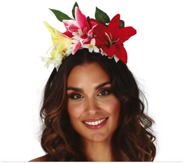 Verkleed haarband met bloemen - multi - meisjes/dames - Hawaii/flower Power thema