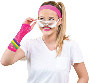 Verkleed haarband - neon roze - foute 70's/80's party - Carnaval - themafeest