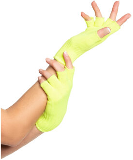 Verkleed handschoenen vingerloos - neon geel - one size