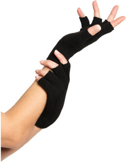 Verkleed handschoenen vingerloos - zwart - one size - voor volwassenen