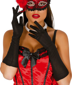 Verkleed handschoenen voor dames - polyester - zwart - one size - lang model