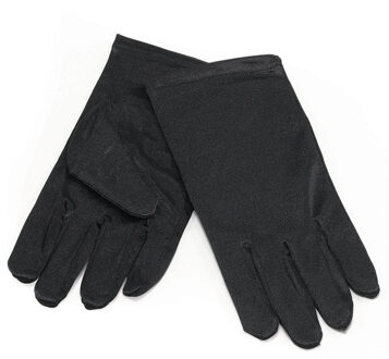 Verkleed handschoenen voor kinderen - zwart - polyester - one size - kort model - Verkleedhandschoenen
