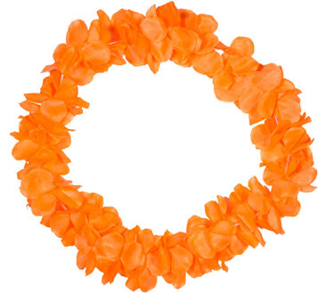 Verkleed Hawaii bloemen slingers - neon oranje - Koningsdag/oranjefeest thema