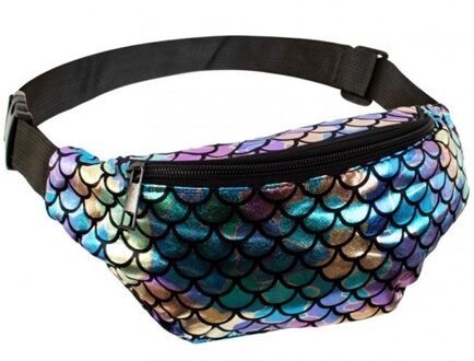Verkleed heuptasje/buideltasje - Metallic - zeemeermin thema - 30 x 10 cm - schubben print