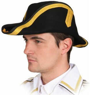 Verkleed hoed Admiraal/kapitein Napoleon - steek zwart - voor volwassenen
