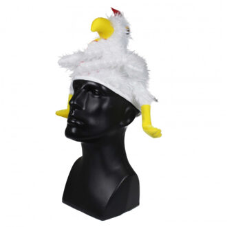 Verkleed hoedje Kip - Kippetjes op je kop - wit - volwassenen - Carnaval - vrijgezellen feesthoed