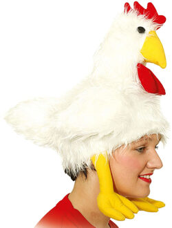 Verkleed hoedje Kip - Kippetjes op je kop - wit - volwassenen