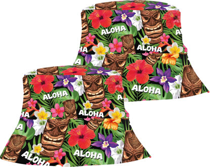 Verkleed hoedje Tropical Hawaii party - 2x - Summer/jungle print - volwassenen - Carnaval/thema fees