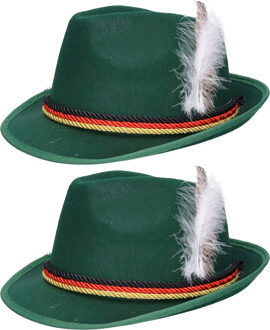 Verkleed hoedje voor Oktoberfest/Duits/Tiroler - 2x - groen - volwassenen - Carnaval