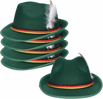 Verkleed hoedje voor Oktoberfest/Duits/Tiroler - 5x - groen - volwassenen - Carnaval