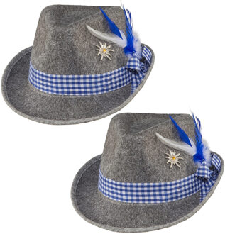 Verkleed hoedje voor Oktoberfest/tiroler - 2x - grijs - volwassenen - Carnaval