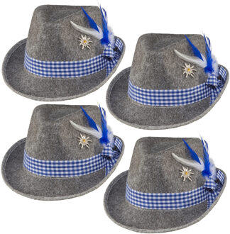Verkleed hoedje voor Oktoberfest/tiroler - 3x - grijs - volwassenen - Carnaval