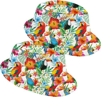 Verkleed hoedje voor Tropical Hawaii party - 2x - Summer/jungle print - volwassenen - Carnaval/thema