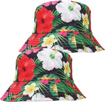 Verkleed hoedje voor Tropical Hawaii party - 2x - Summer/jungle print - volwassenen - Carnaval/thema