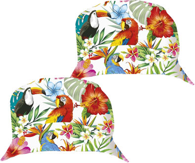 Verkleed hoedje voor Tropical Hawaii party - 2x - Summer/jungle print - volwassenen - Carnaval/thema