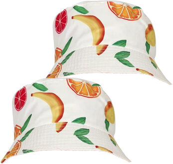 Verkleed hoedje voor Tropical Hawaii party - 2x - zomers fruit print - volwassenen - Carnaval