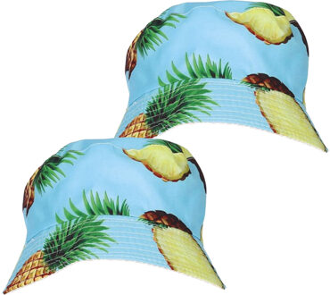 Verkleed hoedje voor Tropical Hawaii party - 2x - zomers fruit print - volwassenen - Carnaval