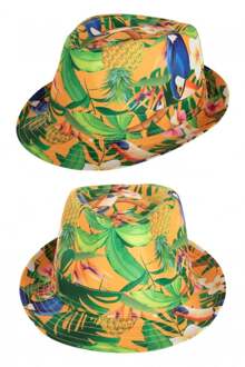 Verkleed hoedje voor Tropical Hawaii party - bloemen print - volwassenen - Carnaval