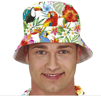 Verkleed hoedje voor Tropical Hawaii party - Summer/jungle print - volwassenen - Carnaval/thema fees