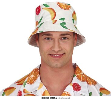 Verkleed hoedje voor Tropical Hawaii party - zomers fruit print - volwassenen - Carnaval