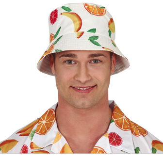 Verkleed hoedje voor Tropical Hawaii party - zomers fruit print - volwassenen - Carnaval