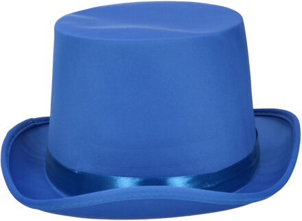 Verkleed hoge hoed - kobalt blauw - voor volwassenen - carnaval kleuren thema accessoires