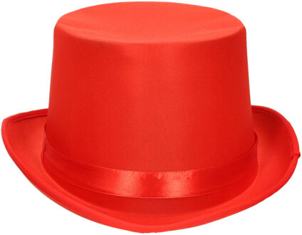 Verkleed hoge hoed - rood - voor volwassenen - carnaval kleuren thema accessoires